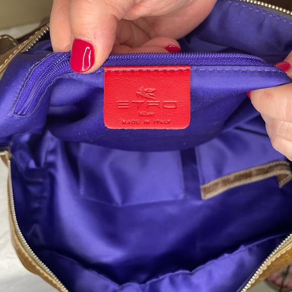 Etro Large Brown Shoulder Bag With Large Pegasus Turn Lock - Picture 9 of 17